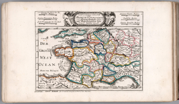 Offenes Buch mit detaillierter Deutschlandkarte und erklärendem Text