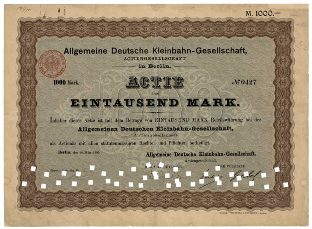 Alter deutscher Regierungsschatzanweisungsschein mit gedrucktem Text und einem offiziellen Stempel.